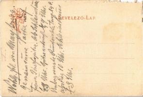 1904 Tátra, Magas-Tátra, Vysoké Tatry; Ferenc József-csúcs tájrészlete hegymászókkal. "A Próba&...