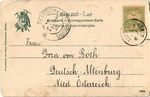 1904 Tátra, Magas-Tátra, Vysoké Tatry; A Nagy-Templom-torony az Ördög-résből. Kunstverlag Franz Piet...