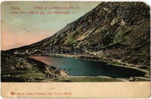 Tátra, Magas-Tátra, Vysoké Tatry; Felkai-tó a sziléziai ház felé. Feitzinger Ede 766. / Felker-See geg. das Schleiserhaus / Velické pleso, Sliezsky dom / chalet, rest house, lake  (EM)