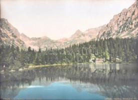 cca 1910 Tátra, Poprádi-tó, feliratozva, eredeti üvegezett keretében, 16×22 cm / Tatra, Lake Poprad