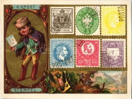 K.k. Post Stempel / Austro-Hungarian post stamps. Art Nouveau, litho (non PC) (cut)