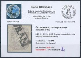Hírlapbélyeg szürkésibolya "GRAN" Certificate: Strakosch Hírlapbélyeg szürkésibolya "...
