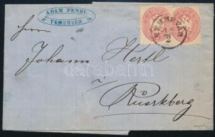 ~1864 2 x 5kr on domestic cover 