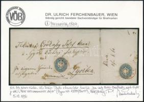 ~1864 2 x 10kr on registered domestic cover red "PEST RECOMMANDIRT" - "RAAB" Cer...