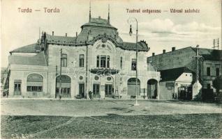 Torda, Turda; Városi színház, Lepter Rezső fűszerkereskedése, üzlet / Teatrul orasenesc / theatre, shop
