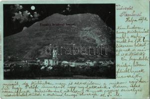 1899 Tiszolc, Tisovec; Tiszolcz hradovai hegyei, látkép este, templom. Kohn Albert kiadása / Hradová / mountain, general view at night, church (Rb)