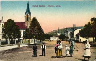 Alsókubin, Dolny Kubín; Fő utca, templom. Adolf Ferencd kiadása / Hlavná ulica / main street, church (EK)