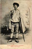 1903 Trencsénteplic, Trencianske Teplice; Felső-Magyarországi tót népviselet, pipázó férfi. Wertheim Zsigmond kiadása / Slovak aus Ober-Ungarn / Slovak folklore, traditional costume, man smoking a pipe (fl)