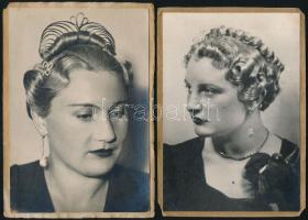 cca 1930 6 db fotó korabeli budapesti fodrászversenyen készült alkotásokról, Beller Rezső és Kredatu...