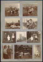 1913 Kirándulás a Nagy-Sváb-hegyen, közte a fogaskerekű vasútról készült képek, 17 db fotó 2 db kartonra kasírozva, kb. 5×5 cm