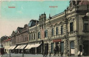 1909 Losonc, Lucenec; Kubinyi tér, Tarjányi, Gandl Samu, Halmos, Brull M. üzlete. Werner Ernő 683. / square, shops (EK)