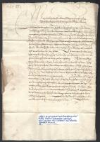 1565 I. Miksa német-római császár és magyar király levele a sziléziai Sprottau (Szprotawa, PL) magisztrátusának Georg von Schoenaich alsó-sziléziai nemes özvegyének zálogügyében. A levélben Sopron városának megtiltja hogy egy özvegyet, aki várossal szemben zálogfizetésre kötelezett törvénytelenül zaklassanak.; papír, német nyelven, az uralkodó aláírásával, Joachim kamarai protonotárius ellenjegyzésével, a külzeten papírfelzetes viaszpecséttel /  1565 Letter of Maximilian II Holy Roman Emperor sent to the magistrate of Sprottau in Silesia (Szprotawa, PL) regarding the pledge of the widow of Georg von Schoenaich, a noble of Lower Silesia and Pfandherr of Sprottau; on paper, written in German, with the signatures of Maximilian II and Chamber Protonotary named Joachim, with vax seal on the outside