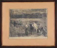 Szőnyi István (1894-1960): A Dunánál. Rézkarc, papír, jelzett. Jelezve balra lent: "Első nyomat...