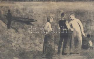Szőnyi István (1894-1960): A Dunánál. Rézkarc, papír, jelzett. Jelezve balra lent: "Első nyomat...