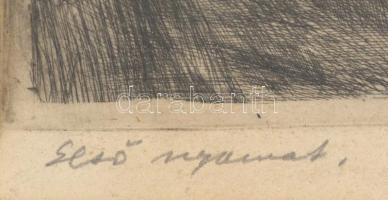 Szőnyi István (1894-1960): A Dunánál. Rézkarc, papír, jelzett. Jelezve balra lent: "Első nyomat...