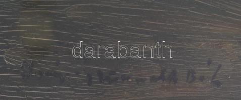 Iványi Grünwald Béla (1867-1940): Alkonyati fények. Olaj, rétegelt lemez, jelzett, üvegezett, sérült...