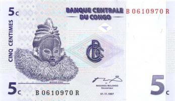 Kongó 1997. 1c, 5c, 10c, 20c, 50c + 2003. 10Fr, 20Fr T:I Összesen 7klf db!