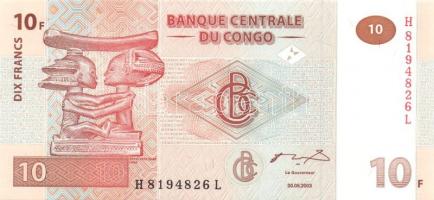 Kongó 1997. 1c, 5c, 10c, 20c, 50c + 2003. 10Fr, 20Fr T:I Összesen 7klf db!