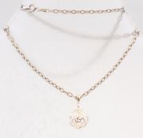 Ezüst(Ag) anker nyaklánc áttört függővel, jelzett, h: 45 cm, d: 1,4 cm, nettó: 8,8 g