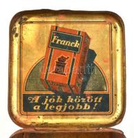 3 db régi kocka formájú Franck kávés fém doboz fedéllel, mindegyik más illusztrációval, fedél belsej...