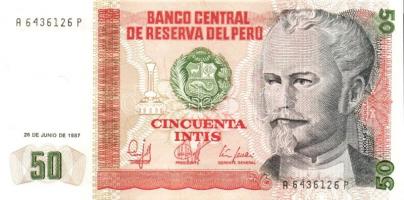 Peru 1985.6.21. 5000S + 1987.6.26. 10I, 50I, 100I, 500I + 1988.6.28. 1000I, 5000I T:I Összesen 7db b...