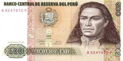 Peru 1985.6.21. 5000S + 1987.6.26. 10I, 50I, 100I, 500I + 1988.6.28. 1000I, 5000I T:I Összesen 7db b...