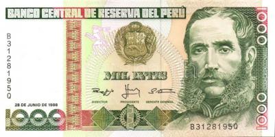 Peru 1985.6.21. 5000S + 1987.6.26. 10I, 50I, 100I, 500I + 1988.6.28. 1000I, 5000I T:I Összesen 7db b...