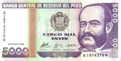 Peru 1985.6.21. 5000S + 1987.6.26. 10I, 50I, 100I, 500I + 1988.6.28. 1000I, 5000I T:I Összesen 7db b...