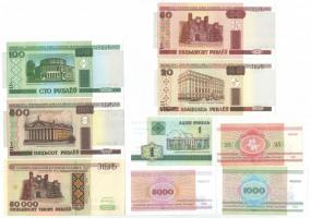 Fehéroroszország 1992. 25R + 1995. 50.000R + 1998. 1000R + 5000R + 2000. 1R + 20R + 50R + 100R + 500...