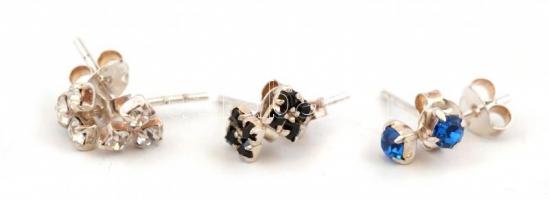 Ezüst(Ag) 3 pár apró köves karkötő, jelzett, bruttó: 1,2 g