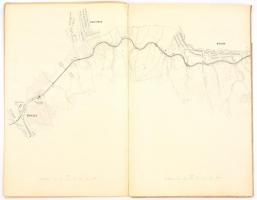 1860 Az Oravica-Steierdorf (Stájerlak) közötti vasútvonal nagyméretű helyszínrajza 123x70 cm és vágá...