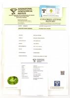 Szfén / Titanit 3,06 K ovális csiszolású. Tanúsítvánnyal, leírással / Sphene 3,06 K. Oval mixed cut....