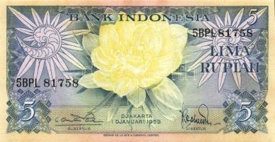 Indonézia 1956. 1R + 2 1/2R pár! + 1959. 5R + 1961. 1R + 2 1/2R pár! + 1984. 100R + 1987. 1000R T:I ...