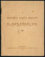 1923 Bp., A Nemzeti Hajós Egylet alapszabályai, lapokon ki szakadással, 14p