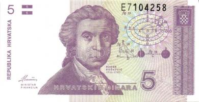 Horvátország 1991-93. 1D, 5D, 10D, 25D, 100D, 50.000D, 100.000D T:I Összesen 7klf db!