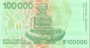 Horvátország 1991-93. 1D, 5D, 10D, 25D, 100D, 50.000D, 100.000D T:I Összesen 7klf db!