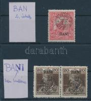 1919 3 bélyeg tévnyomattal / 3 stamps with plate variety. Signed: Bodor