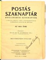1937 Postás szaknaptár (közlekedési szaknaptár) az 1937. évre. Szerk.: Kovács József. Néhány korabel...