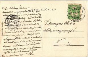 1908 Karcag, Kossuth szobor koszorúkkal. Nagy Lajos kiadása (EK)