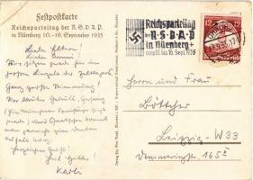 1935 Nürnberg, Deutsche Einheit - deutsche Macht! Feldpostkarte Reichsparteitag der NSDAP in Nürnber...