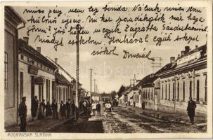 1931 Szalatnok, Szlatina, Podravska Slatina; utca, üzlet. Ljudevit Bauer kiadása / street, shop (EK)