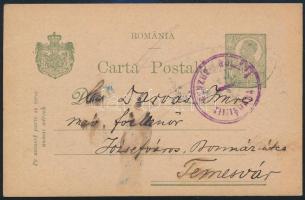 1920 Román díjjegyes levelezőlap temesvári cenzúrával / Romanian PS-card with censorship of Temesvár