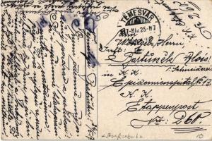 1917 Temesvár, Timisoara; Hunyady út, Református templom, villamosok / street, Calvinist church, tra...