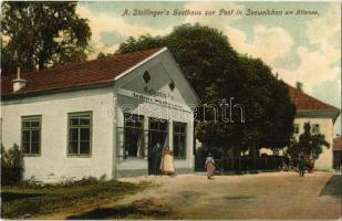 1906 Seewalchen am Attersee, Anton Stallingers Gasthaus zur Post, Gastgarten / guest house, hotel and restaurant