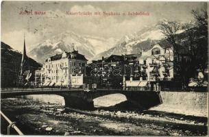 1914 Merano, Kurort Meran (Süditorl); Kaiserbrücke mit Neuhaus u. Schönblick / bridge, villas