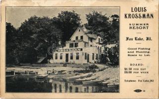1909 Fox Lake (Illinois), Louis Krossmann Summer Resort, good fishing and hunting (surface damage)