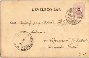 1899 Pozdrav z Uher. Slovensky kroj z okolí Trencínskych Teplic (Dle podobizny). Vydrává tel. jed. S...