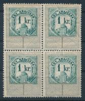 1891 1kr postatiszta négyestömb