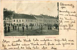 1901 Kapronca, Kopreinitz, Koprivnica; Jelacicev trg / tér, Marko Svarc és H. Rosenberger üzlete / square, shops (EB)