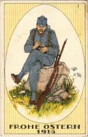 Frohe Ostern 1915 / (K.u.K.) Austro-Hungarian military Easter greeting art postcard. Offizielle Karte für Rotes Kreuz, Kriegsfürsorgeamt, Kriegshilfsbüro Nr. 53a. (EK)